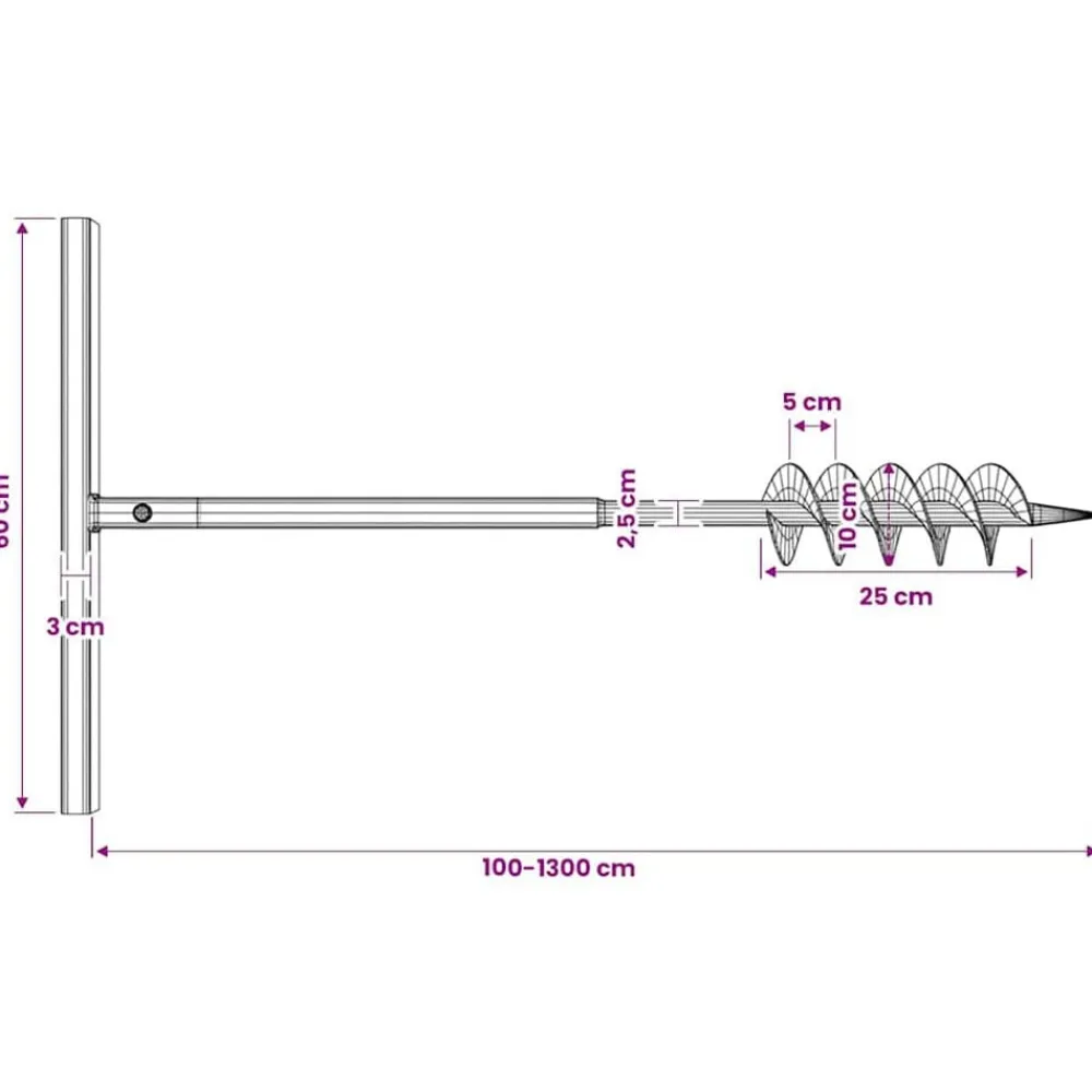 vidaXL Taladro De Tierra Con Mango 100 mm Con Tubo De Extensión 13 M Acero Hot