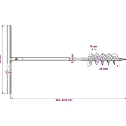 vidaXL Taladro De Tierra Con Mango 100 mm Con Tubo De Extensión 9 M Acero Sale