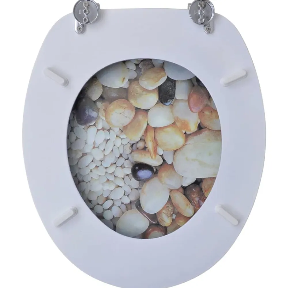 vidaXL Fontanería-Tapa de wc de madera MDF, con estampado de piedras