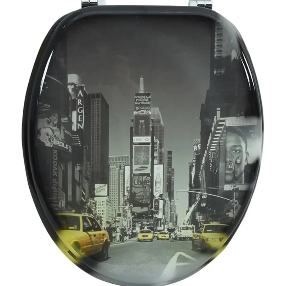 vidaXL Fontanería-Tapa de wc de madera MDF, con modelo de Nueva York