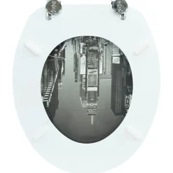 vidaXL Fontanería-Tapa de wc de madera MDF, con modelo de Nueva York