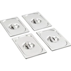 vidaXL Cocina Y Comedor-Tapas para bandejas Gastronorm 1/4 acero inoxidable 4 unidades