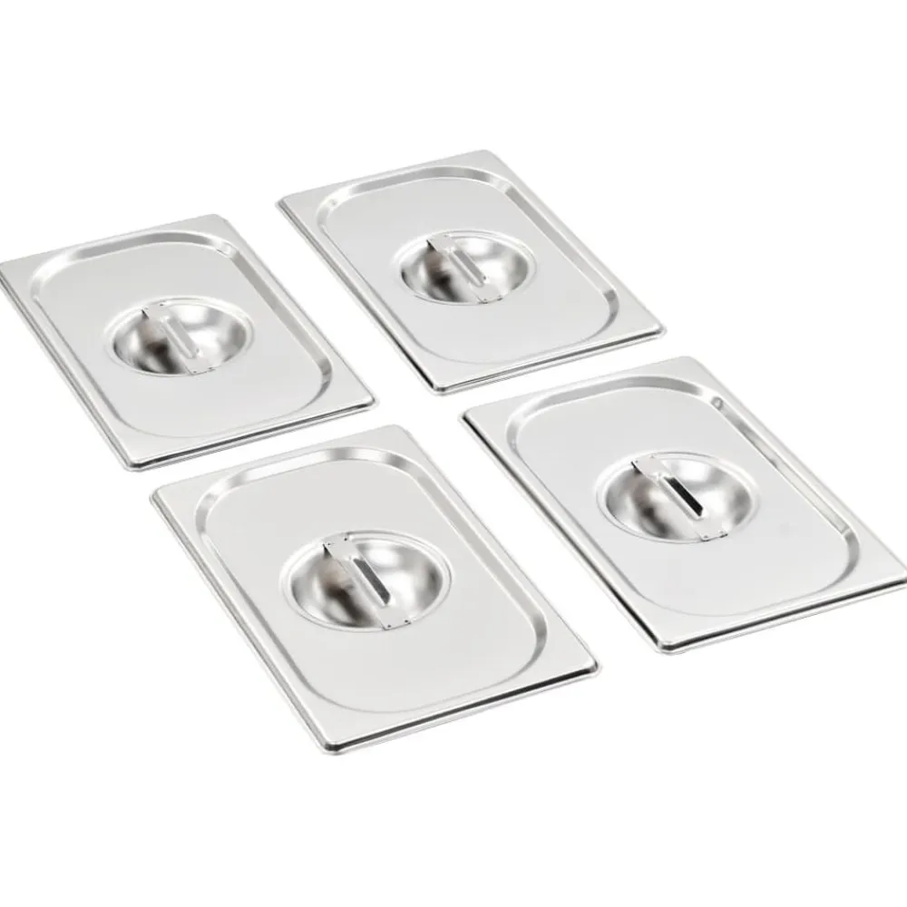 vidaXL Cocina Y Comedor-Tapas para bandejas Gastronorm 1/4 acero inoxidable 4 unidades