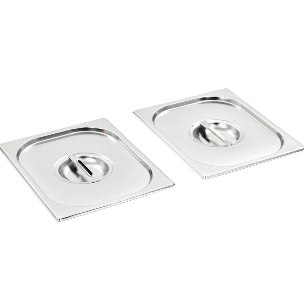 vidaXL Cocina Y Comedor-Tapas para bandejas Gastronorm 1/2 acero inoxidable 2 unidades