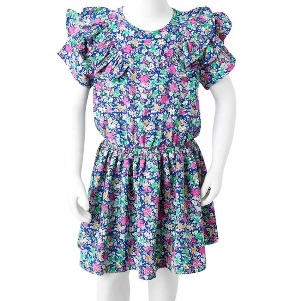 vidaXL Ropa Y Accesorios-Vestido infantil de mangas con volantes azul cobalto 92