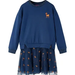 vidaXL Ropa Y Accesorios-Vestido infantil de manga larga azul marino 92