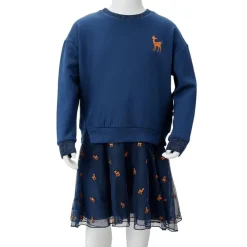 vidaXL Ropa Y Accesorios-Vestido infantil de manga larga azul marino 92