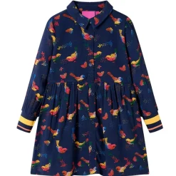 vidaXL Ropa Y Accesorios-Vestido infantil de manga larga azul marino 104