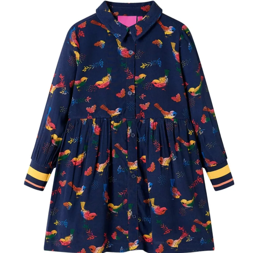 vidaXL Ropa Y Accesorios-Vestido infantil de manga larga azul marino 104