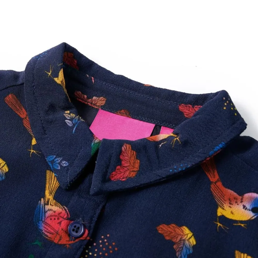 vidaXL Ropa Y Accesorios-Vestido infantil de manga larga azul marino 104