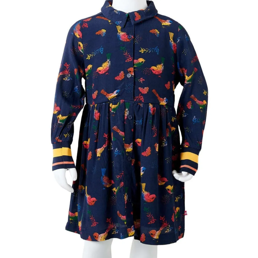 vidaXL Ropa Y Accesorios-Vestido infantil de manga larga azul marino 104