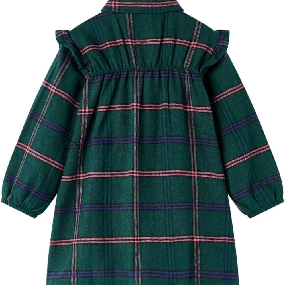 vidaXL Ropa Y Accesorios-Vestido infantil de manga larga y volantes verde oscuro 92