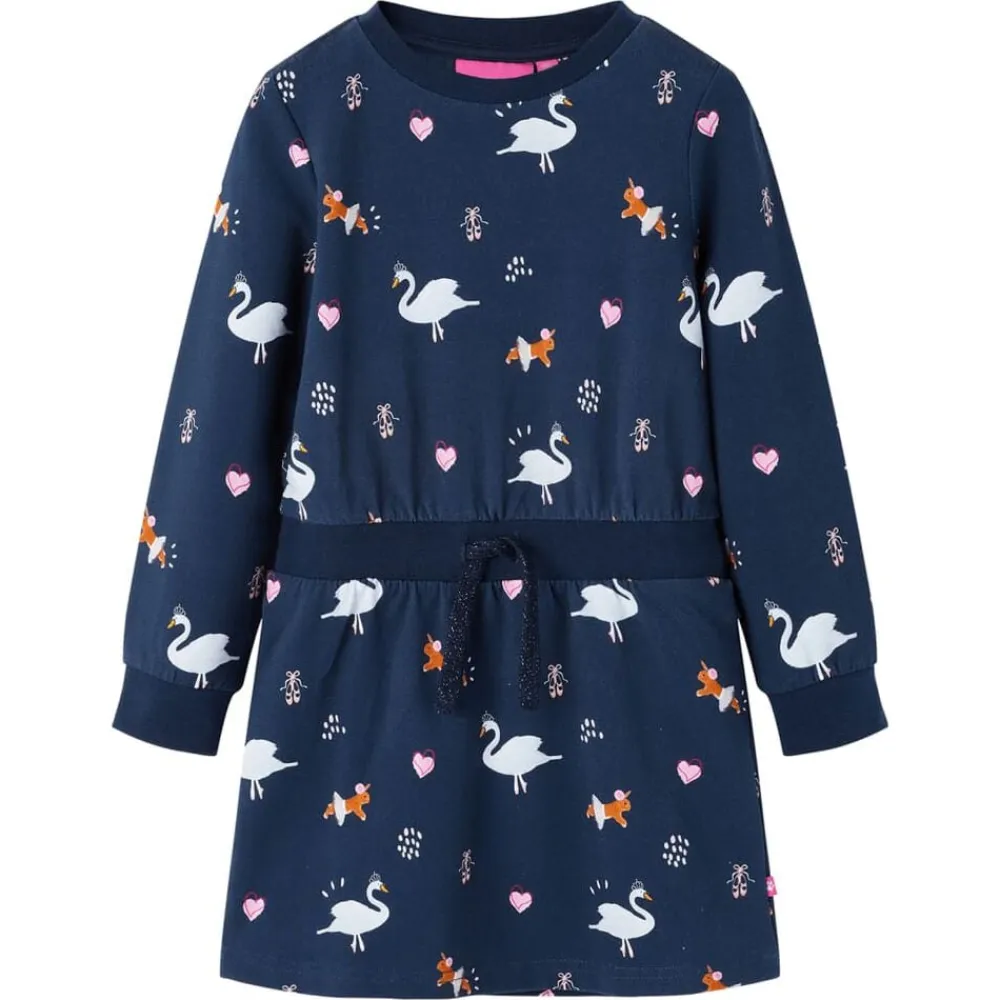 vidaXL Vestido infantil de manga larga azul marino 104 Online