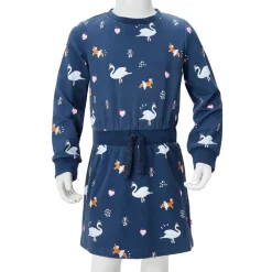 vidaXL Vestido infantil de manga larga azul marino 104 Online