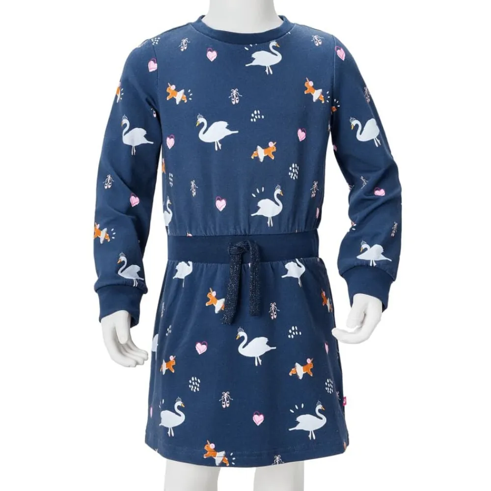 vidaXL Vestido infantil de manga larga azul marino 104 Online