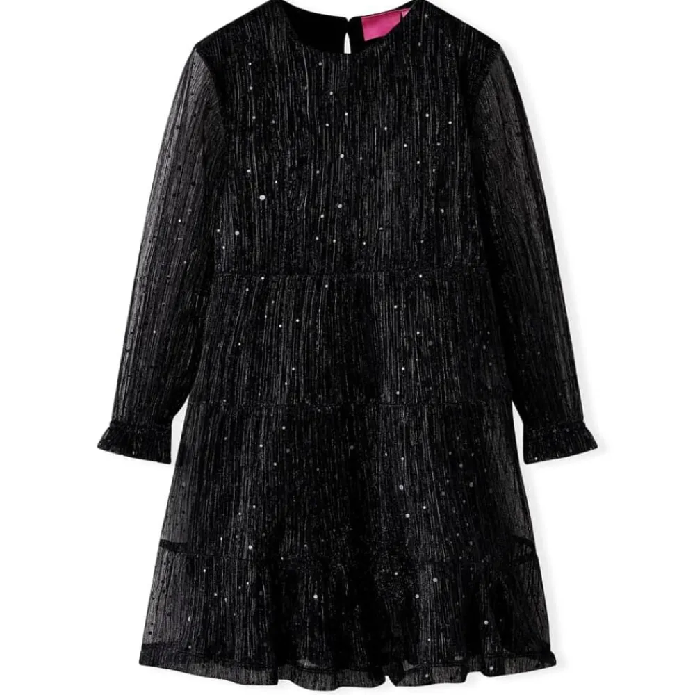 vidaXL Ropa Y Accesorios-Vestido infantil de manga larga negro 92