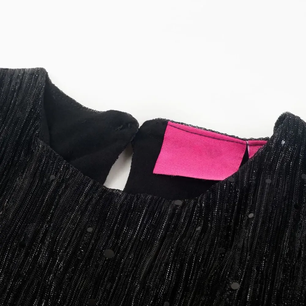 vidaXL Ropa Y Accesorios-Vestido infantil de manga larga negro 92