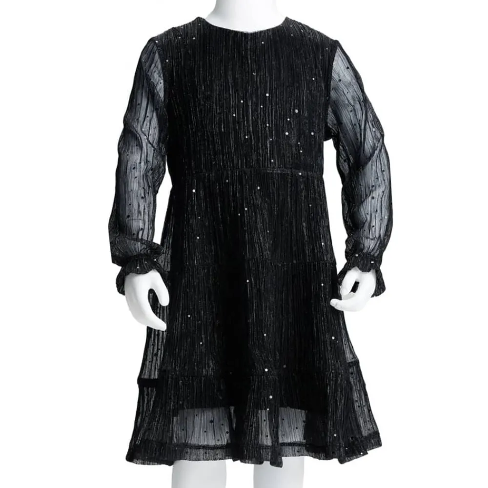vidaXL Ropa Y Accesorios-Vestido infantil de manga larga negro 92