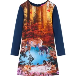 vidaXL Vestido infantil de manga larga 116 Azul marino Online