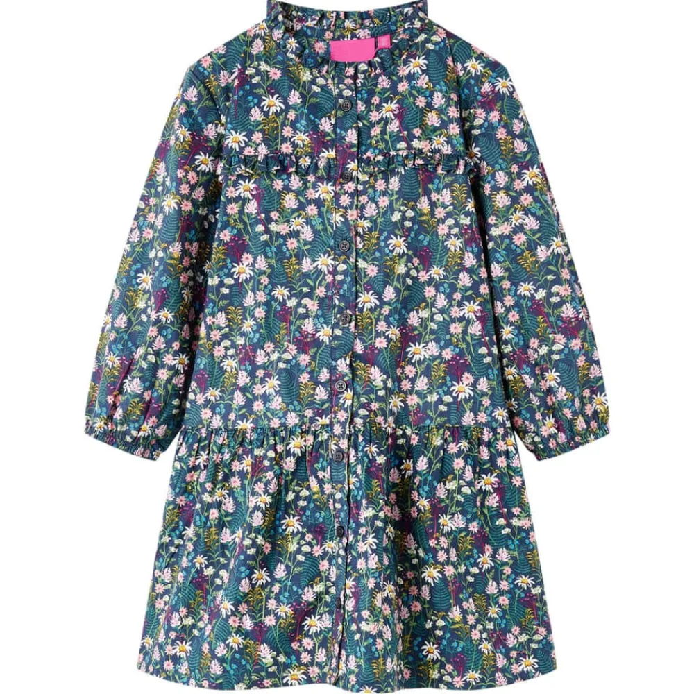 vidaXL Ropa Y Accesorios-Vestido infantil de manga larga azul oscuro 92