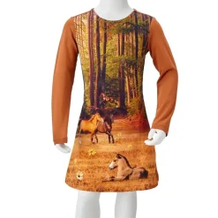 vidaXL Ropa Y Accesorios-Vestido infantil de manga larga color coñac 92