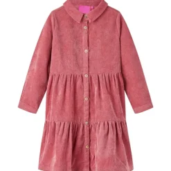 vidaXL Ropa Y Accesorios-Vestido infantil de manga larga de pana rosa palo 92