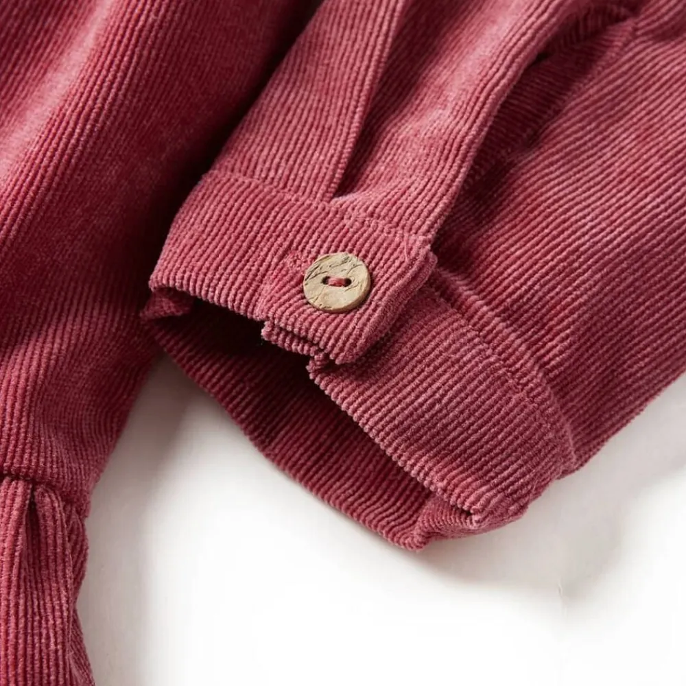 vidaXL Ropa Y Accesorios-Vestido infantil de manga larga de pana rosa palo 92