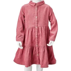 vidaXL Ropa Y Accesorios-Vestido infantil de manga larga de pana rosa palo 92