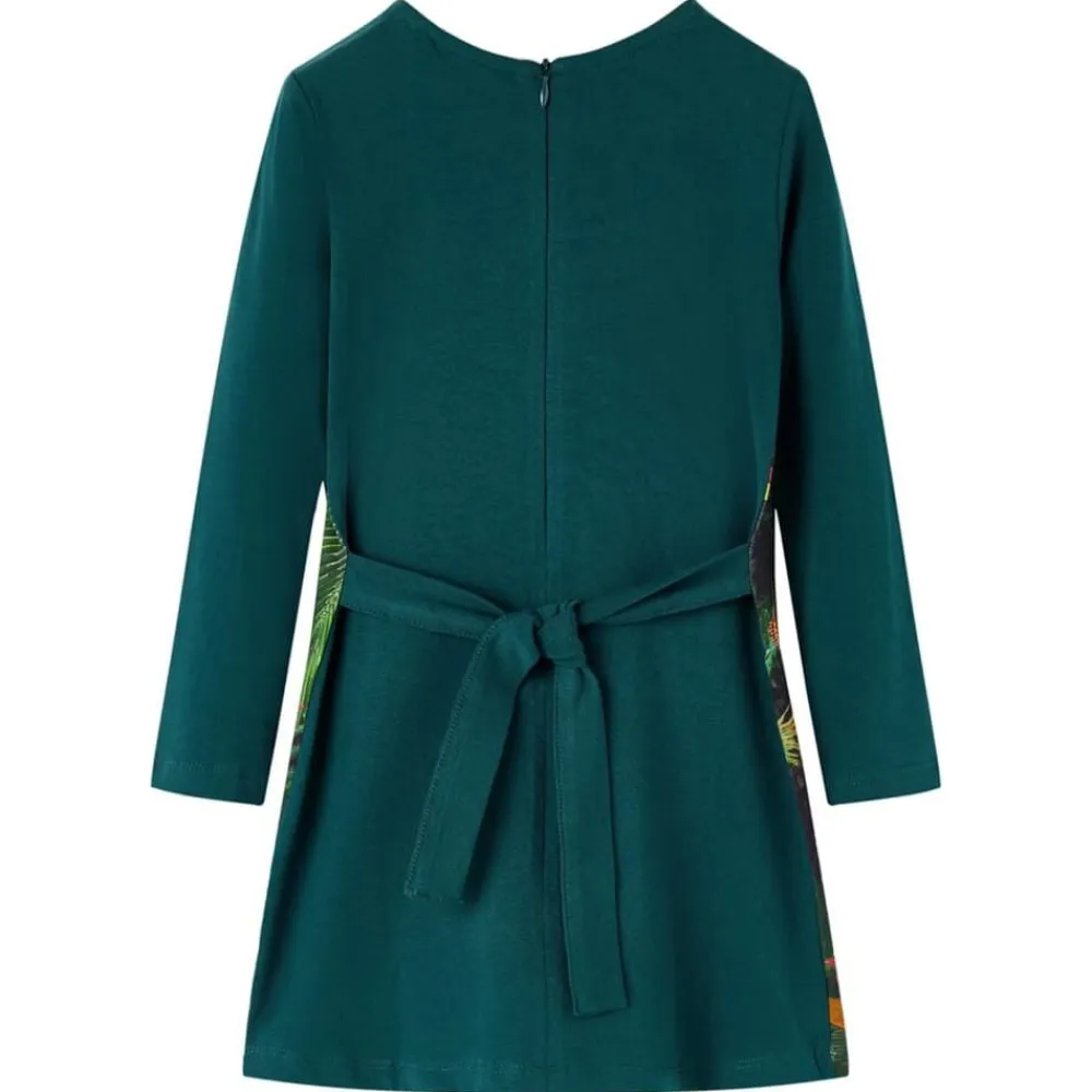 vidaXL Vestido infantil de manga larga 104 Verde oscuro Best
