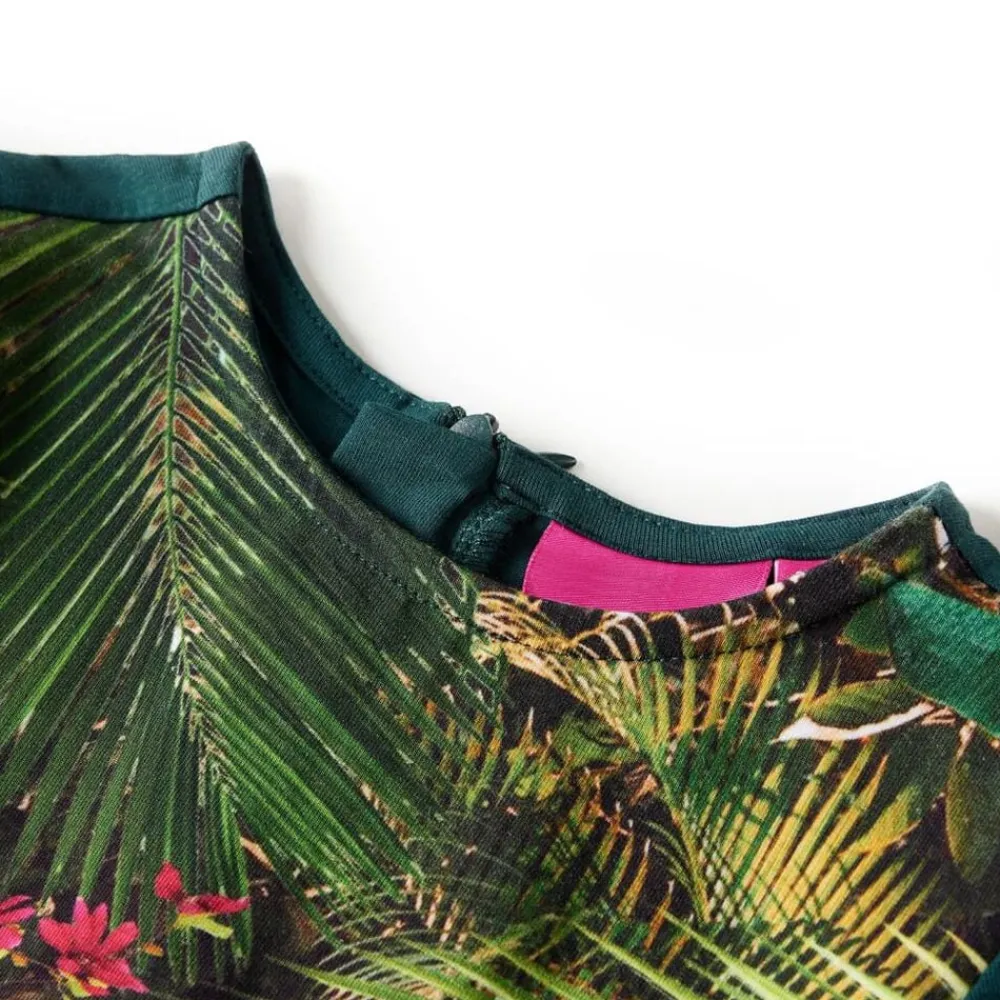 vidaXL Vestido infantil de manga larga 104 Verde oscuro Best