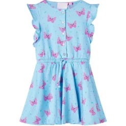 vidaXL Vestido infantil sin mangas con botones azul 104 New