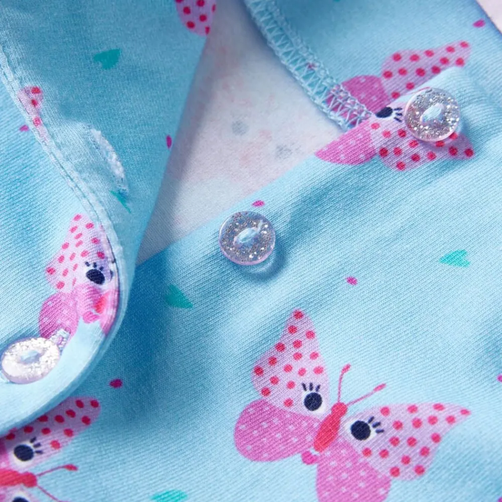 vidaXL Vestido infantil sin mangas con botones azul 104 New