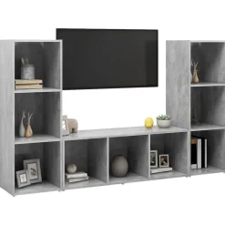 vidaXL | Gabinete de TV | 3 pcs 37 x 35 x 107.5 cm Gris hormigón Hot