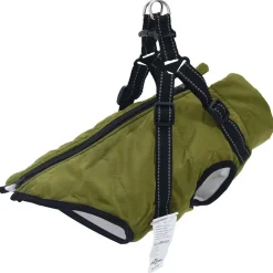 vidaXL Abrigo perro arnés impermeable reflectante L24 verde militar Verde ejército Hot