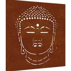 vidaXL Decoración-Adorno de pared de jardín acero corten cabeza de Buda 55x55 cm
