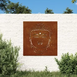 vidaXL Decoración-Adorno de pared de jardín acero corten cabeza de Buda 55x55 cm