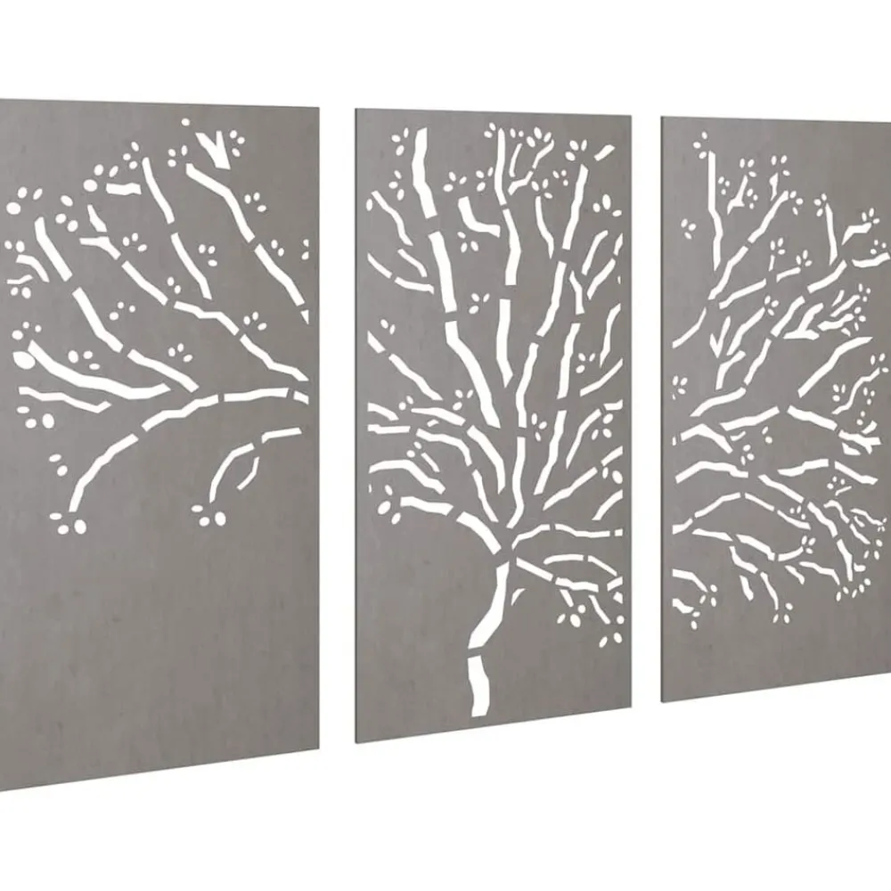 vidaXL Adorno pared jardín 3 pzas acero corten diseño árbol 105x55 cm Online