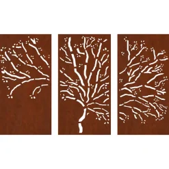 vidaXL Adorno pared jardín 3 pzas acero corten diseño árbol 105x55 cm Online