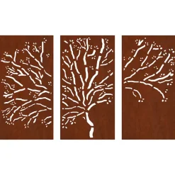 vidaXL Adorno pared jardín 3 pzas acero corten diseño árbol 105x55 cm Online