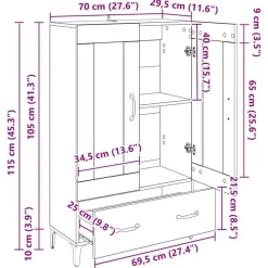 vidaXL Alacena con cajón Roble artesanal 70 x 31 x 115 cm Roble artisan New
