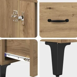 vidaXL Alacena con cajón Roble artesanal 70 x 31 x 115 cm Roble artisan New