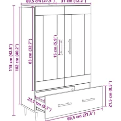 vidaXL Alacena Roble artesanal 69,5 x 31 x 115 cm Madera contrachapada Roble artisan Outlet