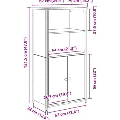 vidaXL Armarios Y Almacenamiento-Alacena Roble artesanal 62 x 36 x 121,5 cm Madera contrachapada