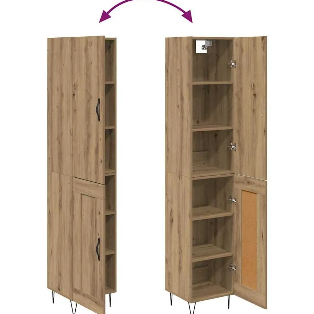 vidaXL Armarios Y Almacenamiento-Alacena Roble artesanal 34,5 x 34 x 90 cm Madera contrachapada
