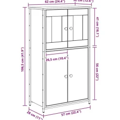 vidaXL Armarios Y Almacenamiento-Alacena Roble artesanal 62 x 32 x 106,5 cm Madera contrachapada