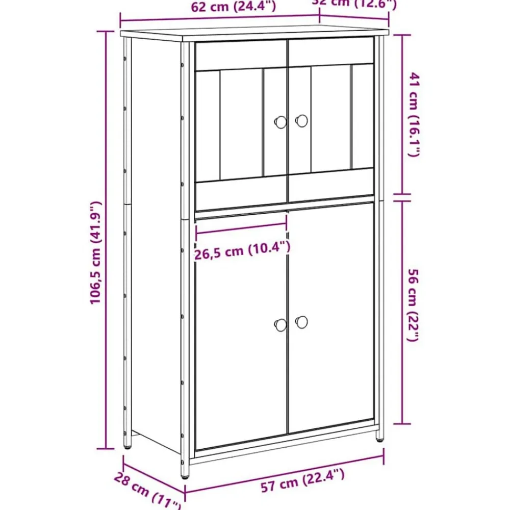 vidaXL Armarios Y Almacenamiento-Alacena Roble artesanal 62 x 32 x 106,5 cm Madera contrachapada