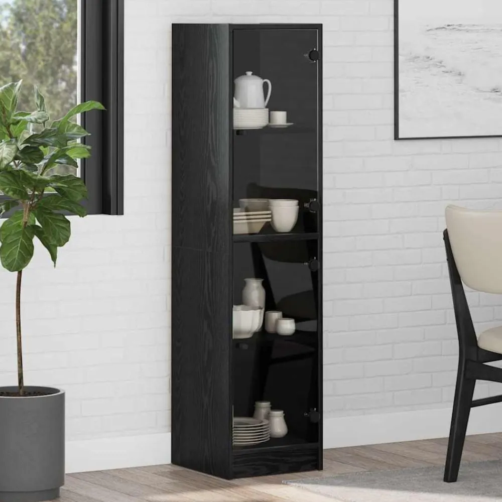 vidaXL Alacena 35 x 37 x 142 cm Madera contrachapada Roble negro Clearance