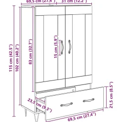 vidaXL Armarios Y Almacenamiento-Alacena 69,5 x 31 x 115 cm Madera contrachapada