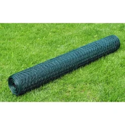 vidaXL Alambrada de gallinero con revestimiento PVC 25x0,5 m Verde New