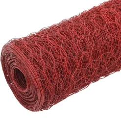 vidaXL Alambrada de gallinero acero revestimiento PVC 25x1 m Rojo Sale
